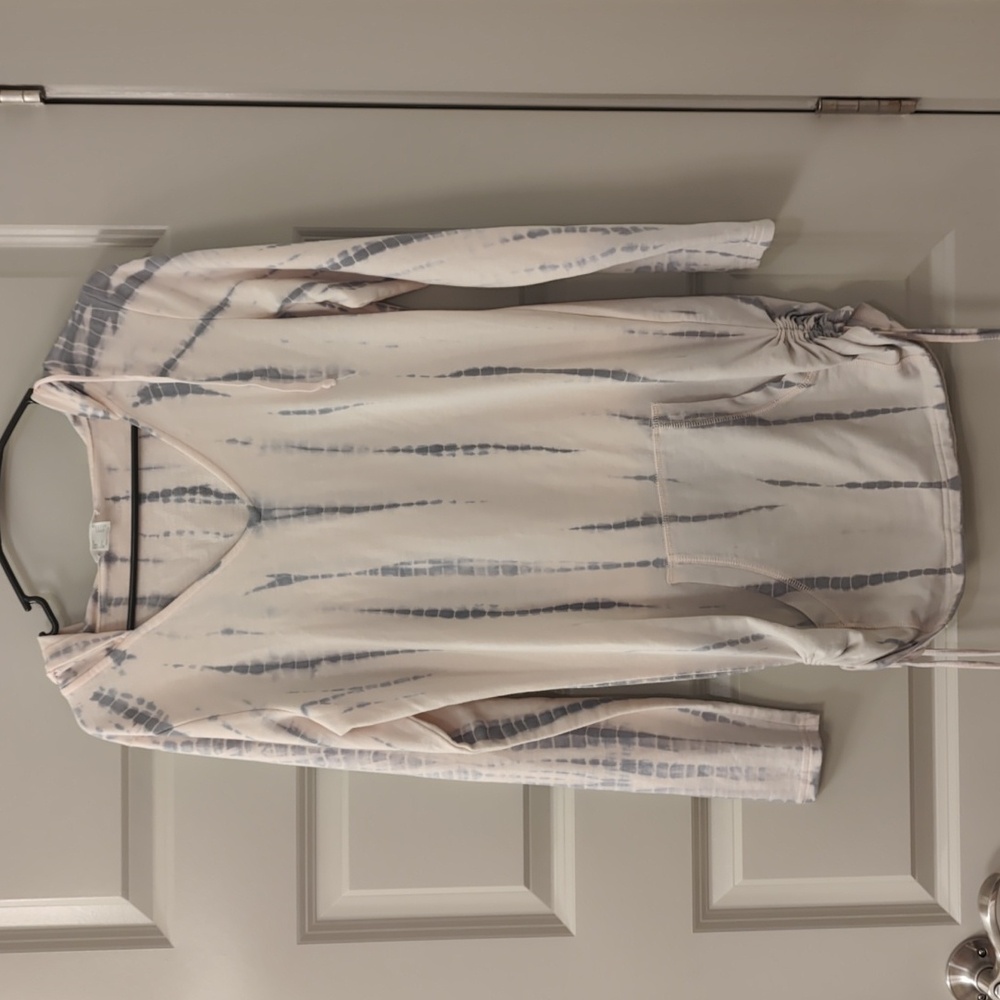 Women's pink tie dye long sleeve pullover hoodie dress long top Size M